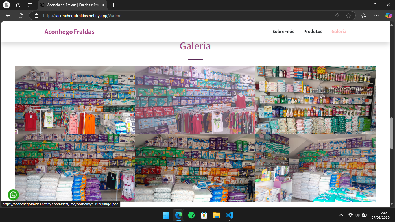 Seção com fotos de dentro da loja