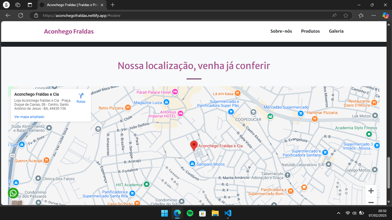 Seção de localização no maps